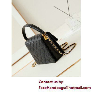 Chanel Grained Calfskin & Gold-Tone Metal Flap Bag with Top Handle Black 2025 - Click Image to Close